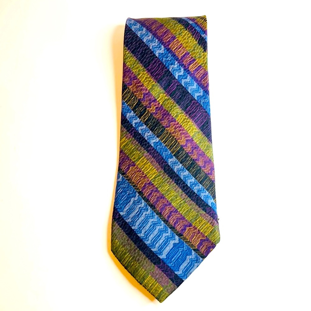 Purple Blue Olive Green Tie Shawn Barnes Men’s - Picture 6 of 11
